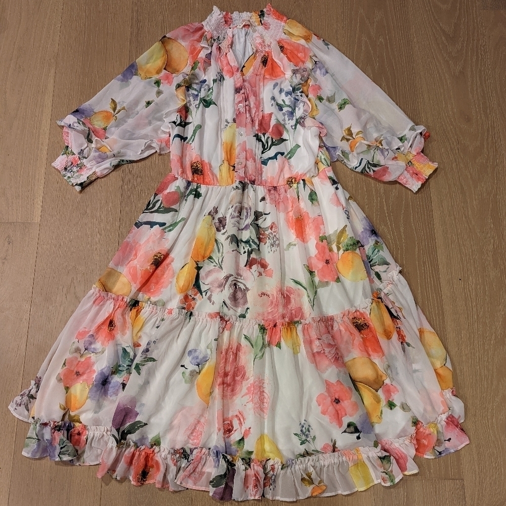 Floral and Lemon print Dress